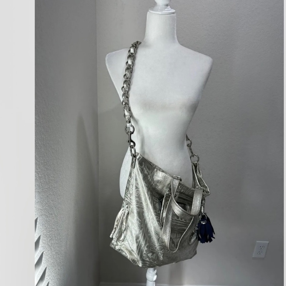 Vintage  Coach Poppy Silver Spotlight Limited Edition Leather Bag  RARE 15899